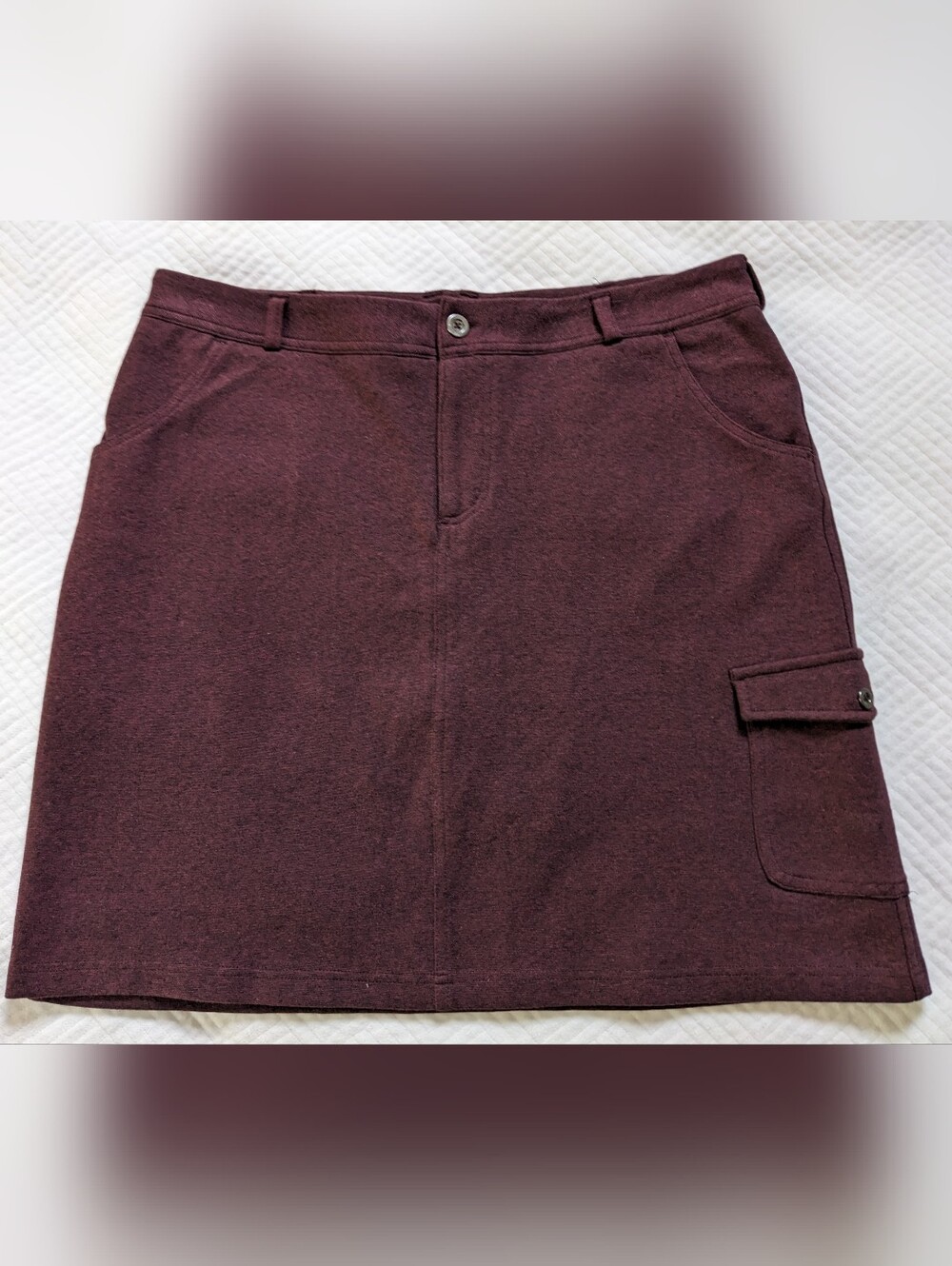 Duluth Trading Co Womens Cargo Skort Size 14 Cotton Blend Burgundy Skirt